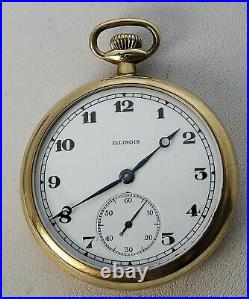 Nice 1919 Illinois 12's Open Face 20yr Gold Filled Pocket Watch 17j Grade 405