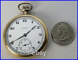 Nice 1919 Illinois 12's Open Face 20yr Gold Filled Pocket Watch 17j Grade 405