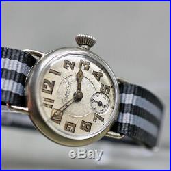 Nice C1916 Wwi Military 15j Imperial Trench Watch Buren Ore Silver Case Runs