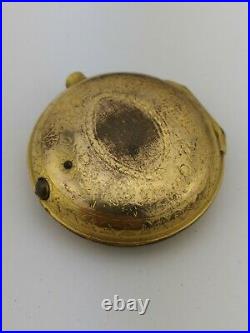 Nice Gilt Verge Fusee Pocket Watch Outer Case Only + Paper 18th Century (K21)
