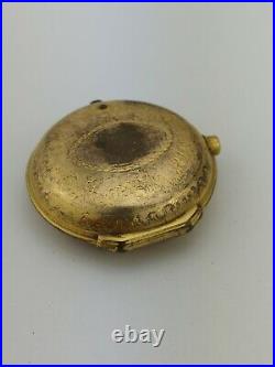 Nice Gilt Verge Fusee Pocket Watch Outer Case Only + Paper 18th Century (K21)