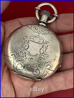 Nice & Heavy 5 Oz. Ornately Engraved Coin Silver 18 Size Keywind Hunting Case