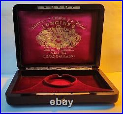 Nice old Longines Pocket watch quarter-minutes Display Wooden Box-case