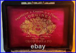 Nice old Longines Pocket watch quarter-minutes Display Wooden Box-case
