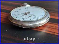 OMEGA Enamel dial pocket watch Silver case