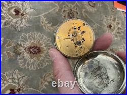 ORIGINAL ANTIQUE AMERICAN WALTHAM WATCH CO With GOLD TRAIN ON CASE POCKET WATCH