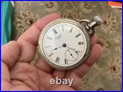 ORIGINAL ANTIQUE AMERICAN WALTHAM WATCH CO With GOLD TRAIN ON CASE POCKET WATCH