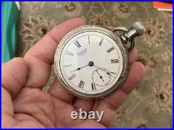 ORIGINAL ANTIQUE AMERICAN WALTHAM WATCH CO With GOLD TRAIN ON CASE POCKET WATCH