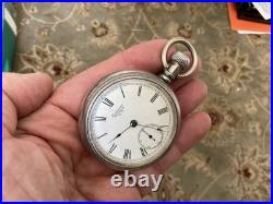 ORIGINAL ANTIQUE AMERICAN WALTHAM WATCH CO With GOLD TRAIN ON CASE POCKET WATCH