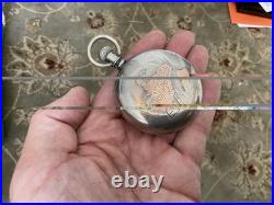 ORIGINAL ANTIQUE AMERICAN WALTHAM WATCH CO With GOLD TRAIN ON CASE POCKET WATCH