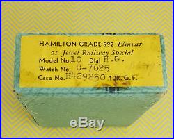 ORIGINAL DOUBLE BOXED 1940 Hamilton 992B CASE MODEL 10 Railroad Pocket Watch