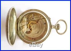ORIGINAL LONGINES Pocket Watch Porcelain Dial Working HUNTING CASE SCENE
