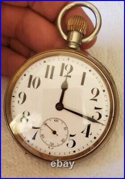 Octava Goliat pocket watch open face nickel chromiun case 65,5 mm. In diameter
