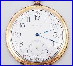 Old Antique Non Running Waltham 12s Pocket Watch Crescent 25yr Case