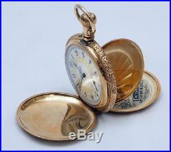 Old Antique Running Waltham 6s Pocket Watch 20yr Cresent Double Hunter Case