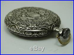 Old Longines Silver Pocket Watch Beautiful Engraved Case