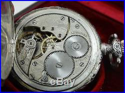Old Longines Silver Pocket Watch Engraved Case In Box