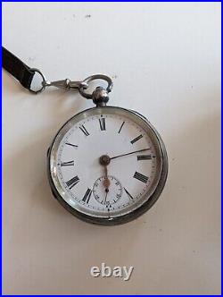 Old Pocket Watch Key Wind Open Face Silver Case UK Birmingham Antique Vintage