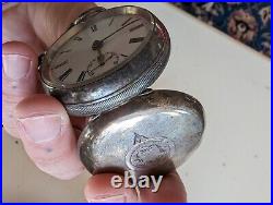 Old Pocket Watch Key Wind Open Face Silver Case UK Birmingham Antique Vintage