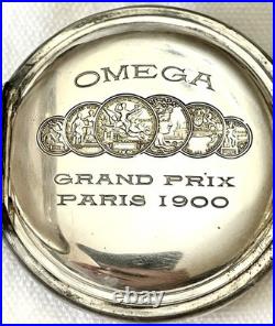Omega Hunter Grand Prix Paris 1900 Pocket Watch. 900 Silver Serviced Working