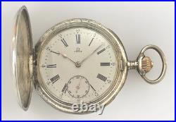 Omega Hunter Grand Prix Paris 1900 Pocket Watch. 900 Silver Serviced Working