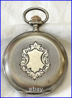 Omega Hunter Grand Prix Paris 1900 Pocket Watch. 900 Silver Serviced Working