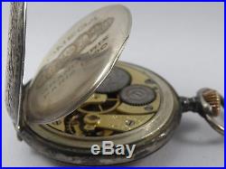 Omega Open Face Silver Worked Case Pocket Watch Ø 51 mm Grand Prix 4 Parts