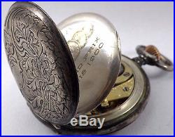 Omega Open Face Silver Worked Case Pocket Watch Ø 51 mm Grand Prix 4 Parts