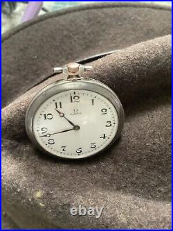Omega Pochet Watch ART DECO silver case sunburst back. Rare dial