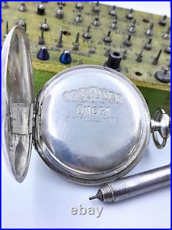 Omega Pocket Hunter Ca 40.6 -silver Case Full Service Circa 1930