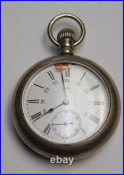 Omega Pocket Watch 24H 15J Silveroid Case circa Movement SN 1665881 Runs Well