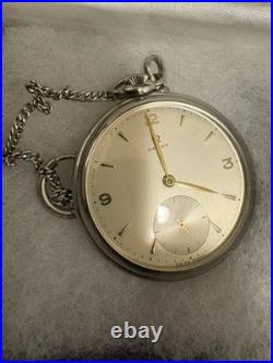 Omega Vintage Pocket Watch Cal. 161 15 Jewel Stainless Case Runs Strong 49mm
