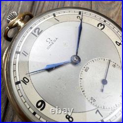 Original Omega Pocket Watch 1935, 15j Gold-Plated Case Snap 46mm Open Face Runs