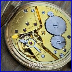 Original Omega Pocket Watch 1935, 15j Gold-Plated Case Snap 46mm Open Face Runs