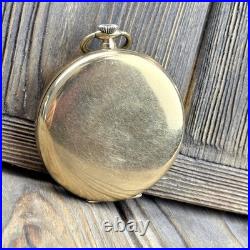 Original Omega Pocket Watch 1935, 15j Gold-Plated Case Snap 46mm Open Face Runs