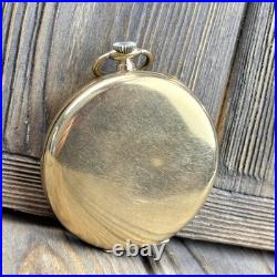 Original Omega Pocket Watch 1935, 15j Gold-Plated Case Snap 46mm Open Face Runs