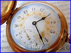 Ornate Antique 1895 Waltham Size 16 Gold Leaf Dial Pocket Watch 15 Year G/F Case