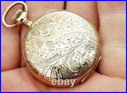 Ornate Ladies Gold Filled Pocket Watch Hunter Case Antique NEEDS REPAIR