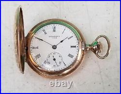 Ornate Ladies Gold Filled Pocket Watch Hunter Case Antique NEEDS REPAIR