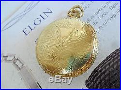 Ornate Vintage 1922 Elgin Size 12 Gold Leaf Dial Pocket Watch 14k G/F Case