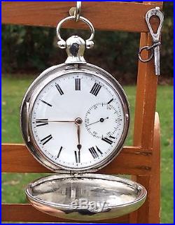 Outstanding 1814 English verge fusee silver Hunter case pocket watch by Clements