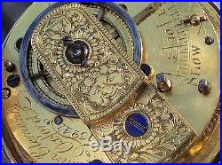 Outstanding 1814 English verge fusee silver Hunter case pocket watch by Clements