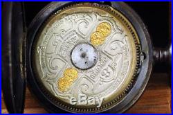 Outstanding Hebdomas 8 Day Gun metal Cased Calendar Pocket Watch Ca. 1910