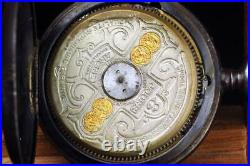 Outstanding Hebdomas 8 Day Gun metal Cased Calendar Pocket Watch Ca. 1910