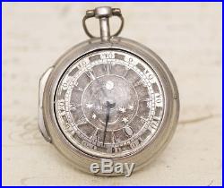 PAIR CASED OTTOMAN TURKISH Verge Fusee Antique Pocket Watch with CHAMPLEVE DIAL