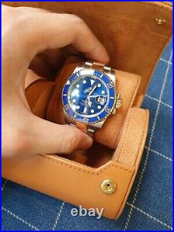 PISTOS Artisan 2 slot Case Travel Pouch Roll Wrist watch Genuine Leather