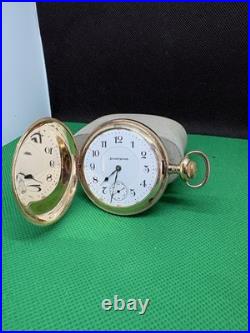 POCKET WATCH 280 SOUTH BEND FANCY HUNTER 51mm 15j GOLD FILLED CASE! LS3