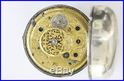 Pristine Quarter Repeater Verge Fusee Silver Pair Case Antique Pocket Watch