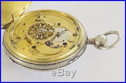 Pristine Silver Case Swiss Quarter Repeater Verge Fusee Antique Pocket Watch