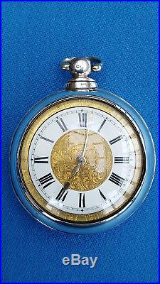 Pair Cased Pocket Watch Verge Fusee London 1869 Montre Coq Spindeluhr